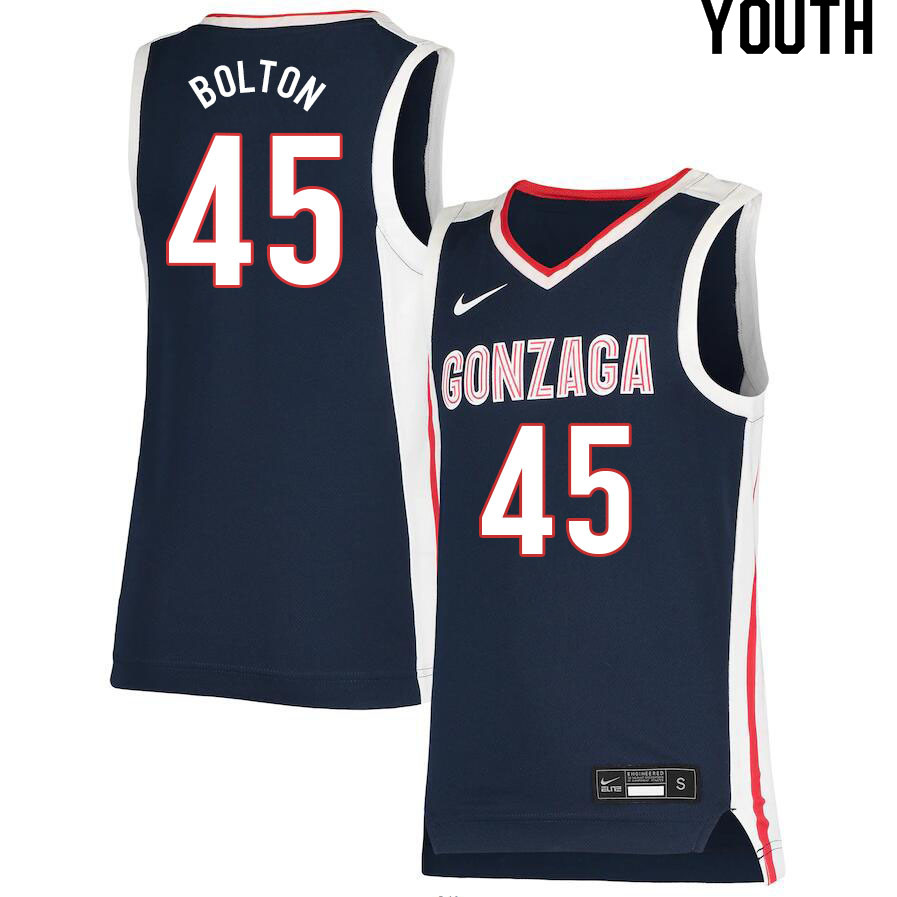 Youth #45 Rasir Bolton Gonzaga Bulldogs College Basketball Jerseys Sale-Navy